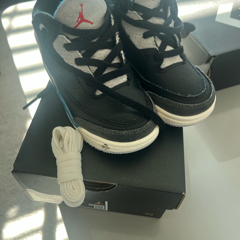Jordan Kids Black and White Sneakers with Red Accent